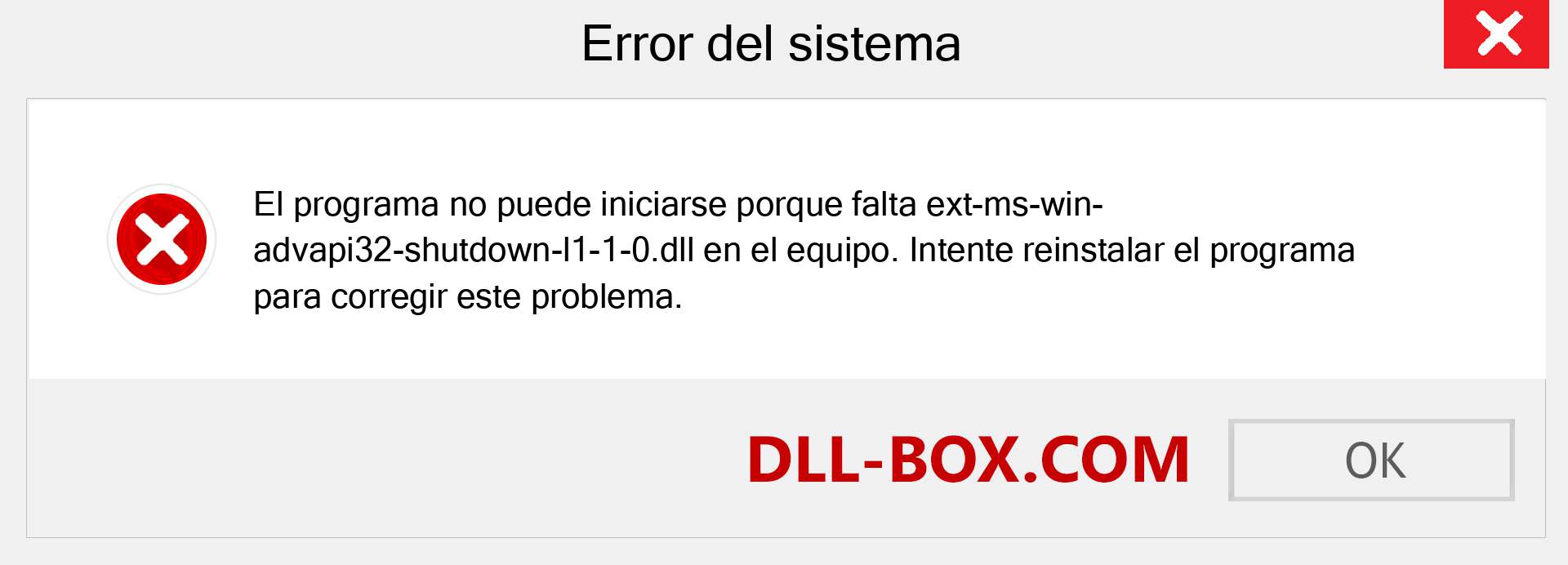 ¿Falta el archivo ext-ms-win-advapi32-shutdown-l1-1-0.dll ?. Descargar para Windows 7, 8, 10 - Corregir ext-ms-win-advapi32-shutdown-l1-1-0 dll Missing Error en Windows, fotos, imágenes