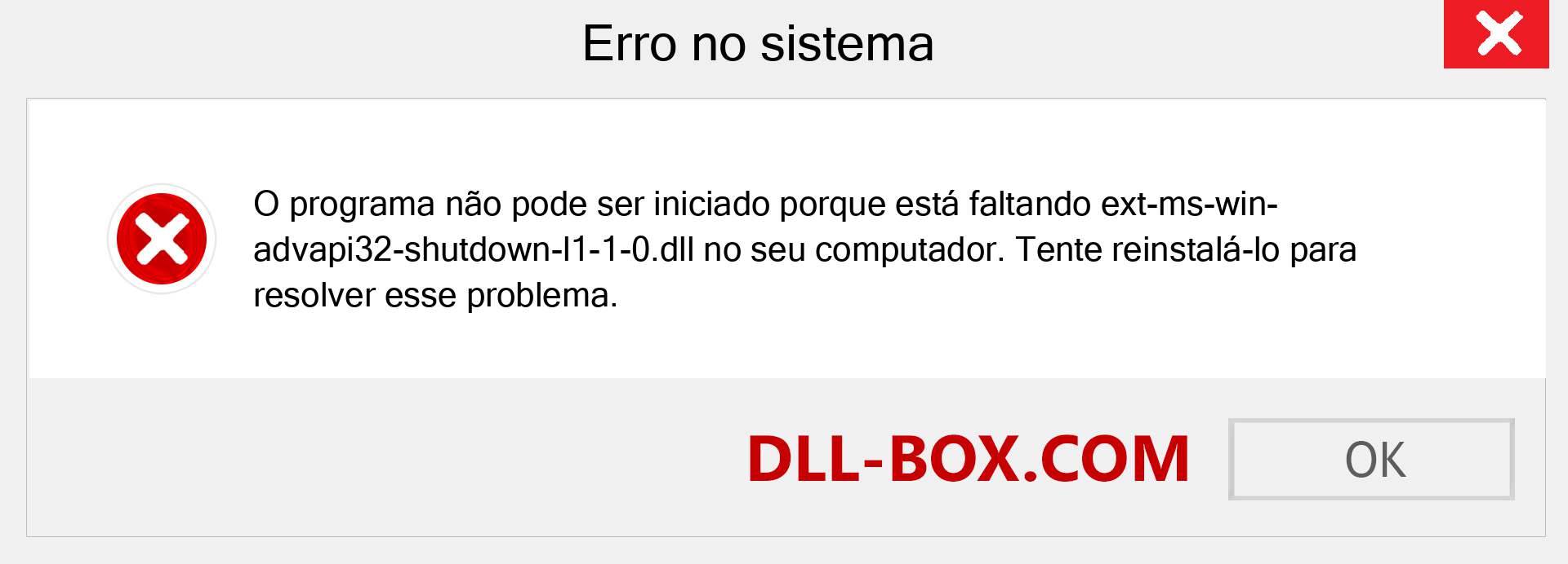 Arquivo ext-ms-win-advapi32-shutdown-l1-1-0.dll ausente ?. Download para Windows 7, 8, 10 - Correção de erro ausente ext-ms-win-advapi32-shutdown-l1-1-0 dll no Windows, fotos, imagens